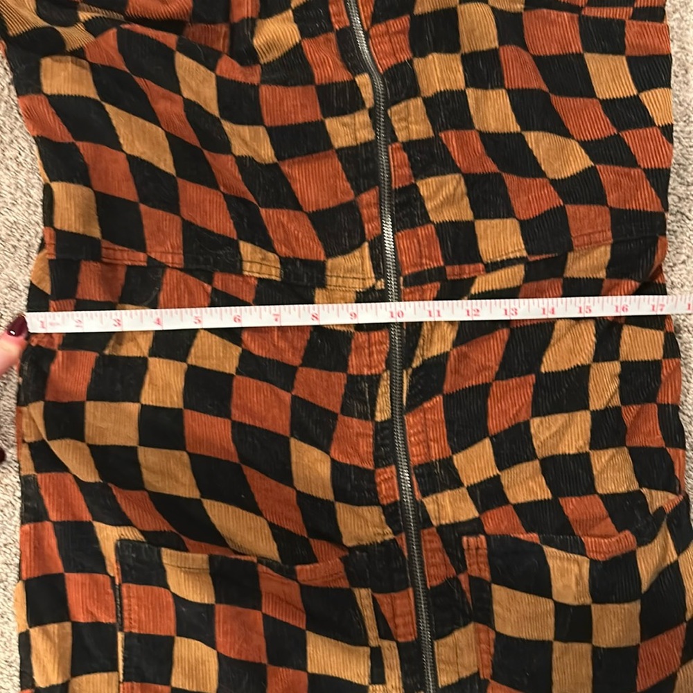 Vans Checkerboard Corduroy Mini Dress in Black, Rust & Mustard - Picture 3 of 3